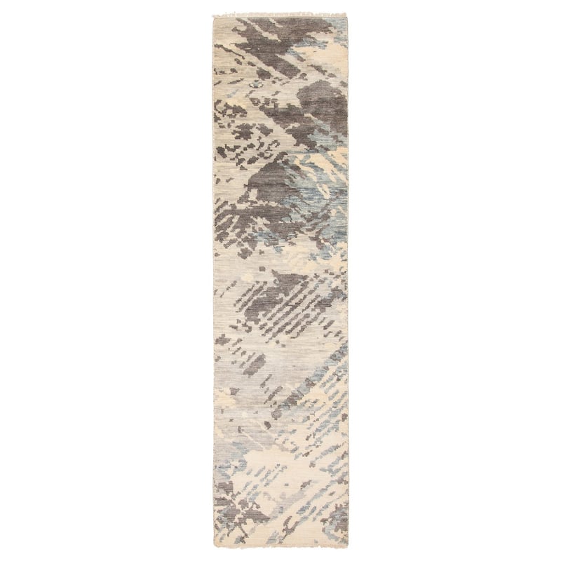 ECARPETGALLERY Hand-knotted Mystique Light Grey Wool Rug - 2'8 x 9'10 - Light Grey - 2'8 x 9'10