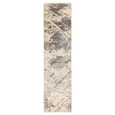 ECARPETGALLERY Hand-knotted Mystique Light Grey Wool Rug - 2'8 x 9'10
