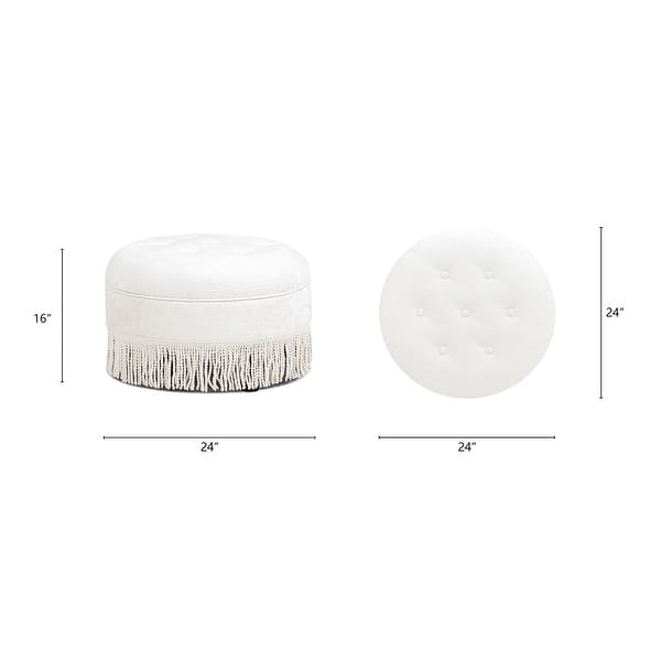 dimension image slide 10 of 13, Yolanda 24" Upholstered Round Accent Ottoman