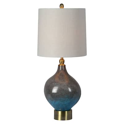 Gemma 33" Table Lamps with Linen Shade, Blue (Set of 2)