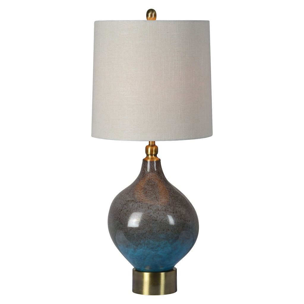 Gemma 33" Table Lamps with Linen Shade, Blue (Set of 2)