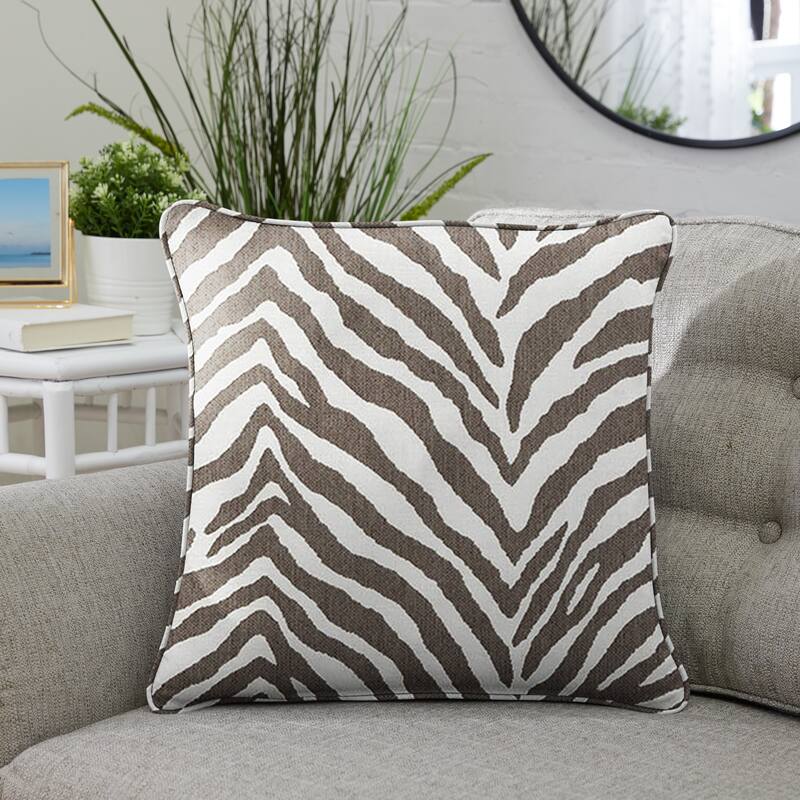Sunbrella Grey Zebra Indoor/Outdoor Pillows, Set of 2, Corded