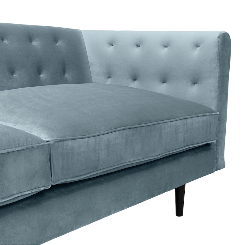 Annabelle 80" Fabric or Velvet 3 Seater Tufted Chesterfield Sofa with Black Wood Legs