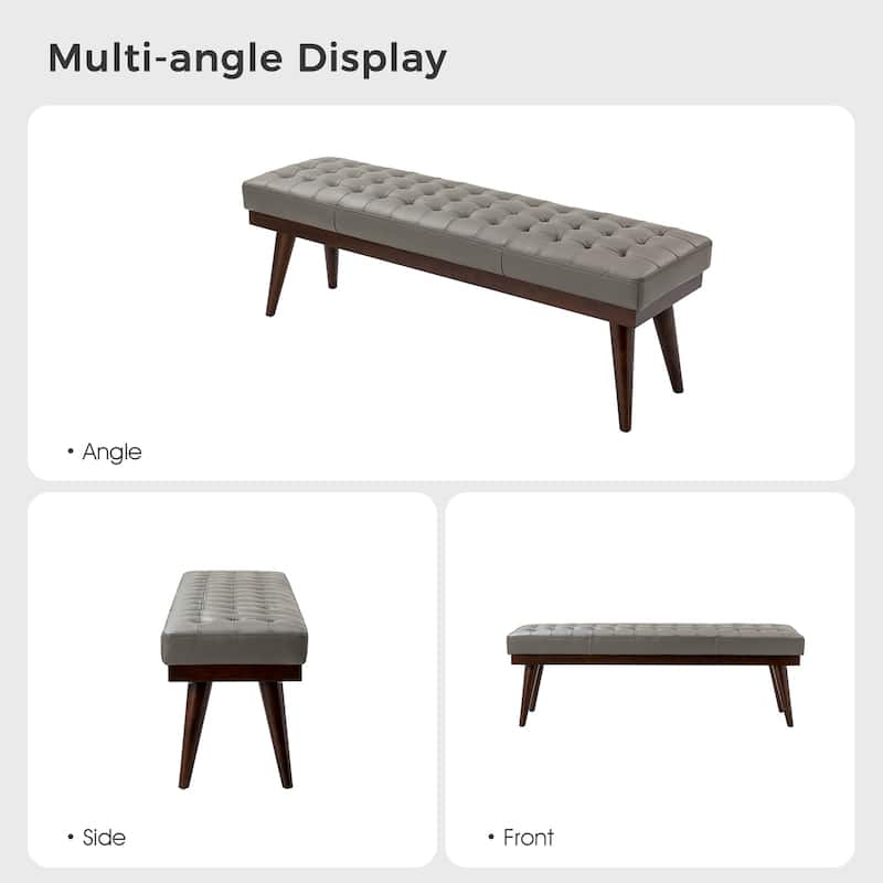 Felisa Modern Genuine Leather Tufted Bench With Solid Wood Base By HULALA HOME