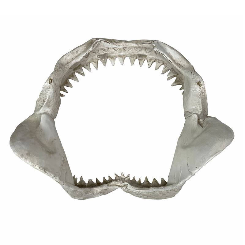 Replica Imitation Shark Jaw Wall Sculpture Resin Coastal Nautical Decor 16"