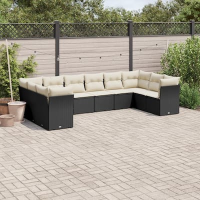vidaXL Garden Sofa Set Black and Cream White - 24.4 x 24.4 x 27.2