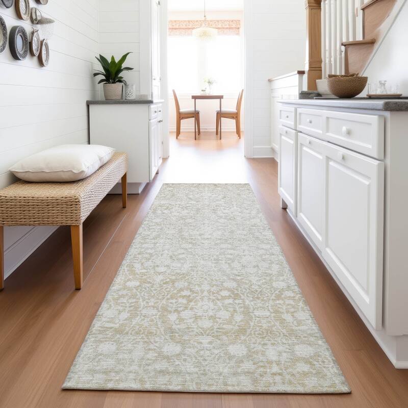 Premium Washable Super Soft Vintage Traditional Mayfield Rug - Tan - 2'3" x 7'6"