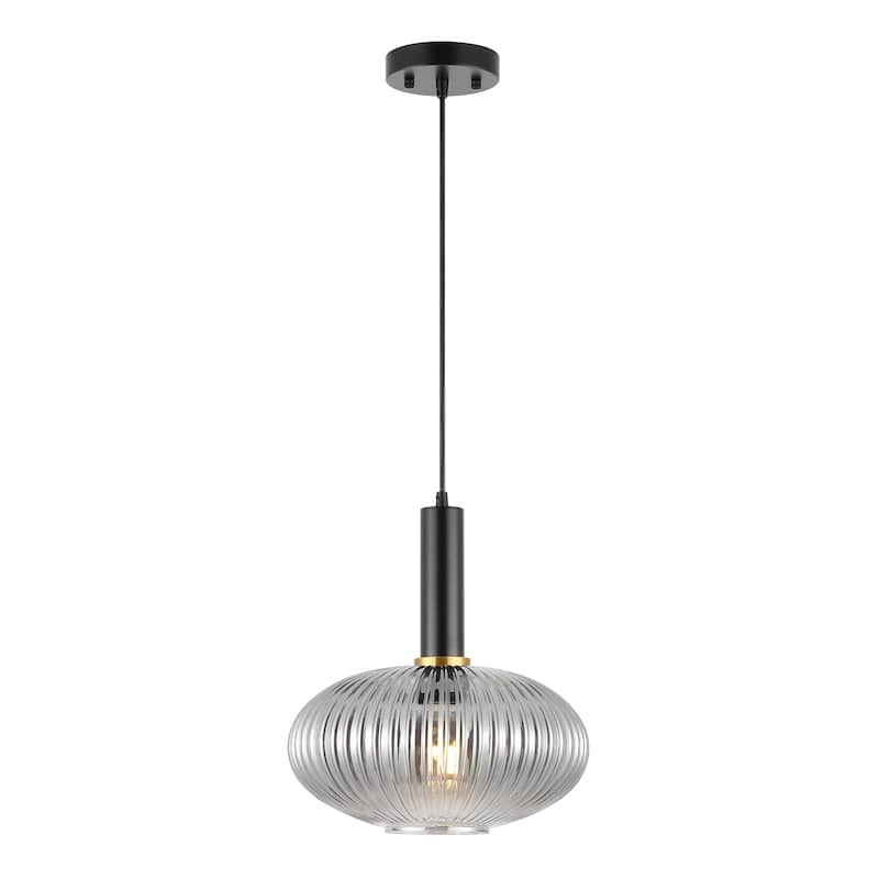 SAFAVIEH Nedelia 12-inch Pendant Light - 12 In. W x 12 In. D x 15-74 In. H - Smoke Grey/Black - 12Wx12Dx74H
