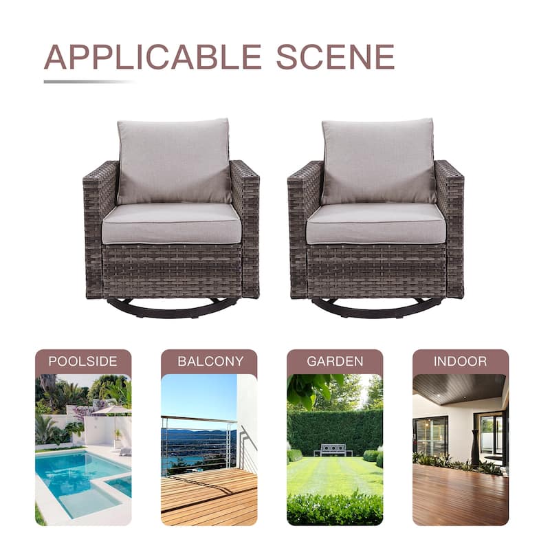 2PCS Gymojoy Outdoor Patio Swivel Chairs with Cushion