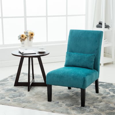Porch & Den Vista Armless Chenille Accent Chair w/ Kidney Pillow