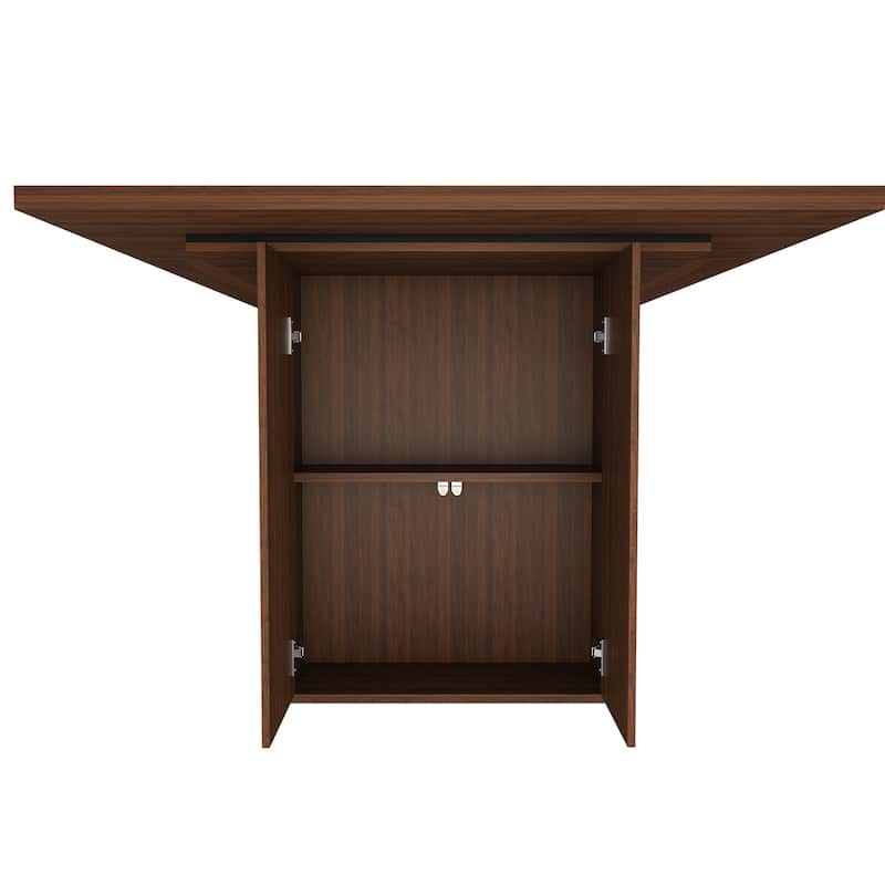 Dining Table with Built-In Storage, Meeting Table Kitchen Table with Wood Veneer, Scratch-Resistant Home Office Table