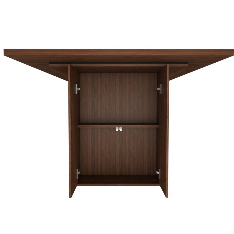 Roomfitters 78 Inch Long Dining Table with Storage Base, Large Rectangular Farmhouse Kitchen Table for 6, Walnut