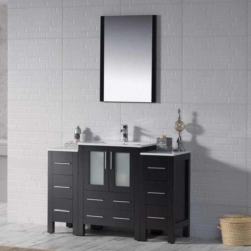 Blossom 48" Solid Wood Bathroom Vanity w/ Ceramic Sink & Side Cabinet