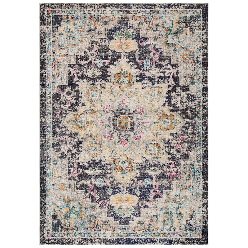 SAFAVIEH Madison Diederike Boho Medallion Distressed Rug - 2'2" x 4' - Black/Gold - Rectangle