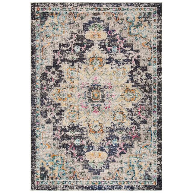 SAFAVIEH Madison Diederike Boho Medallion Distressed Rug - 2'2" x 4' - Black/Gold