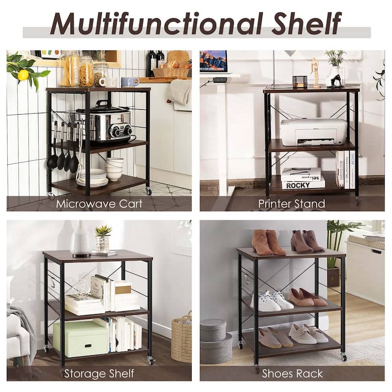 Costway 3-Tier Kitchen Baker's Rack Microwave Oven Storage Cart w/ - See details
