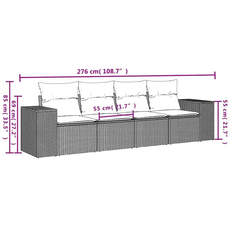 vidaXL Garden Sofa Set Black, Cream white - 24.4 x 32.7 x 27.2