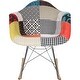 preview thumbnail 5 of 7, Fabric Upholstered Armchair With Arms Rocking Chair Patchwork Rocker Chrome Base Wood For Living Room Bedroom