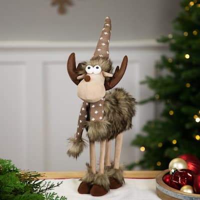 Standing Four Legged Moose Christmas Figure - 19" - Brown and White