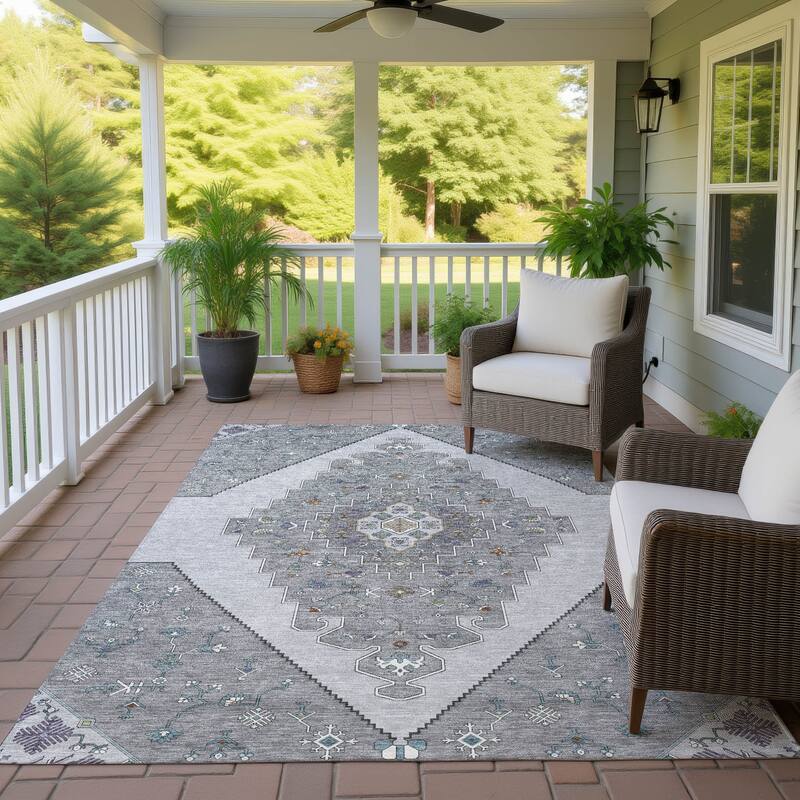 Machine Washable Indoor/ Outdoor Global Marrakesh Chantille Rug - Gray - 2'6" x 3'10"