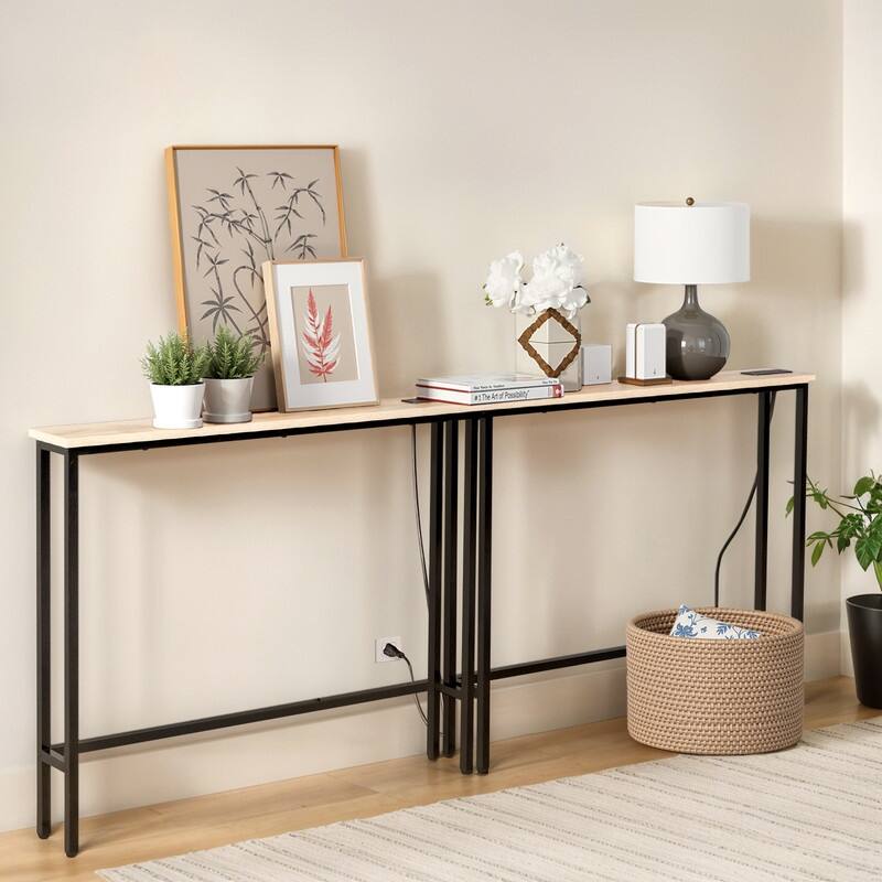 2-piece Set Triamine + Iron 200 * 15 * 79cm with Power Strip Foyer Table