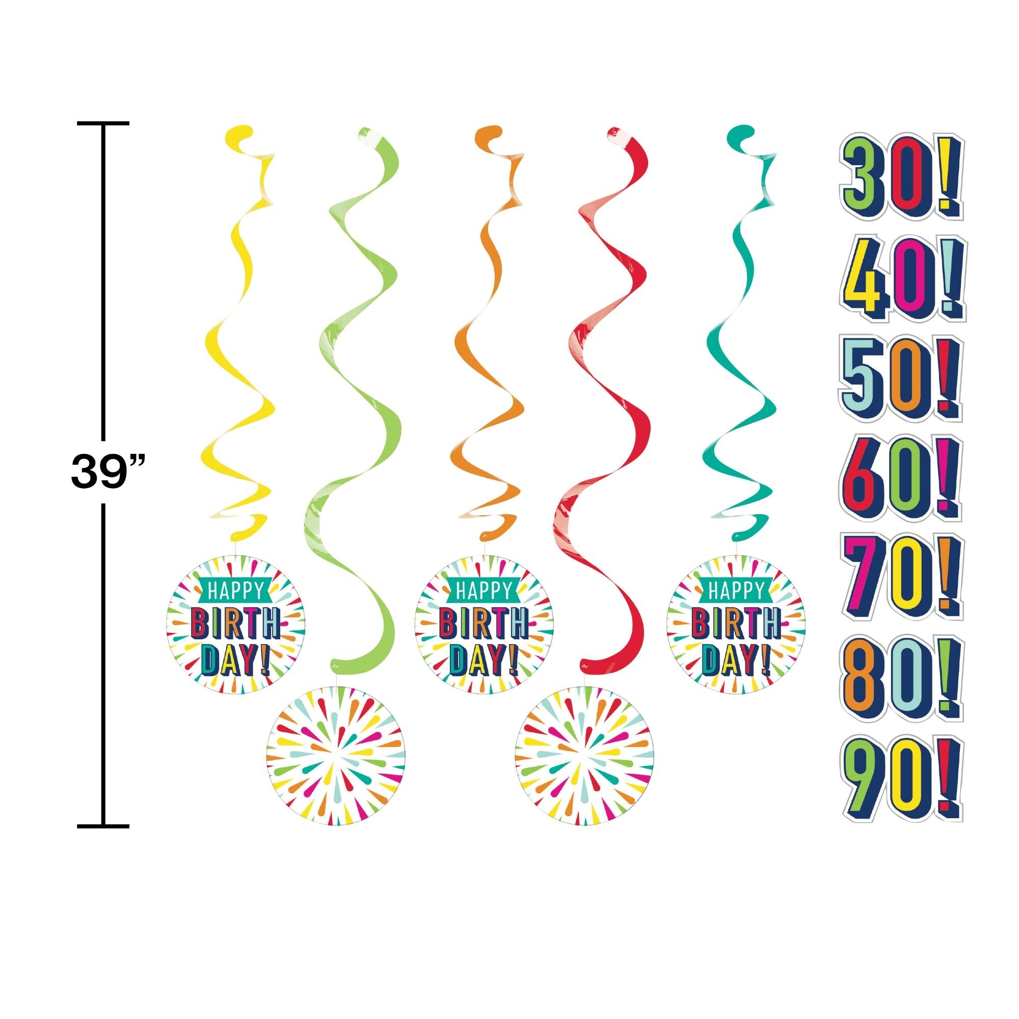 Shop Club Pack Of 30 Yellow And Green Birthday Burst Dizzy Dangler