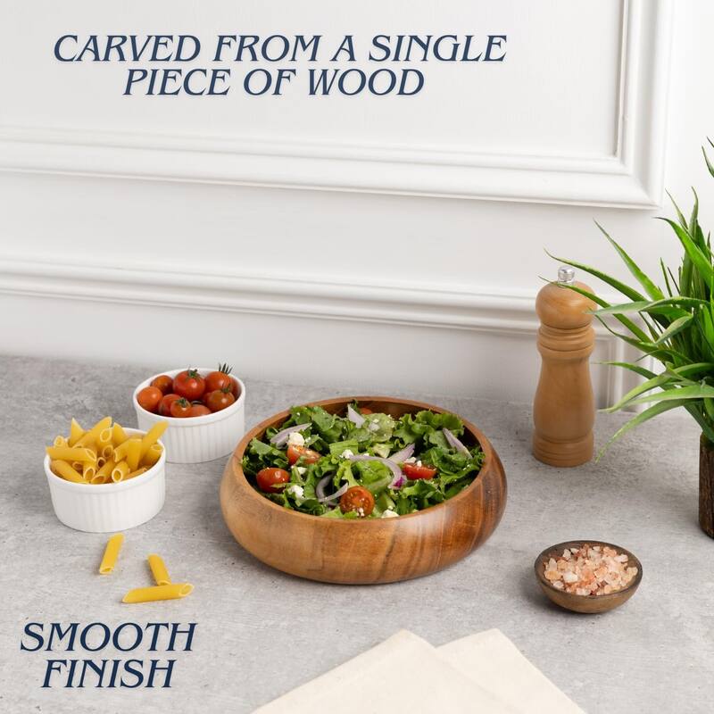 wooden bowls for food Set of 4 individual acacia wood bowls 8 x 2 inches (25 oz) Enjoy your salad, pasta, rice, acai