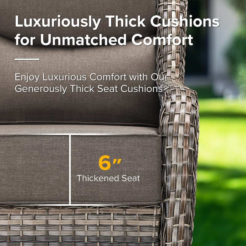 Gymojoy 8-Piece Patio Furniture Set with Swivel Glider Chairs, 6-Inch Ultra-Plush Cushions & Water-Resistant Olefin Fabric