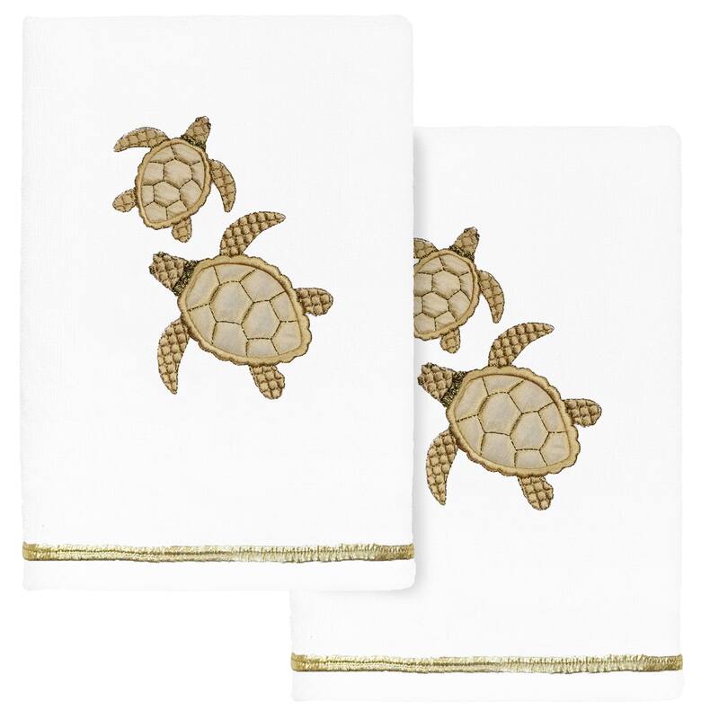 Authentic Hotel and Spa Turkish Cotton Tortuga 2 PC Hand Towel Set - White