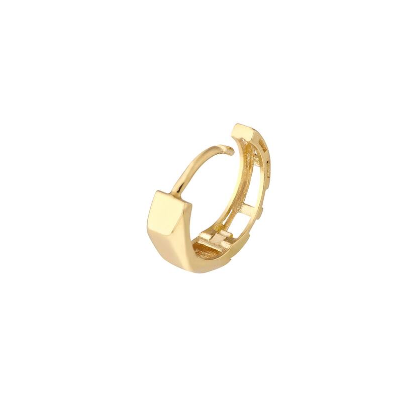 Curata 10k Yellow Gold 9x4mm 3-Dimensionsal Hinged Round Hoop Earrings