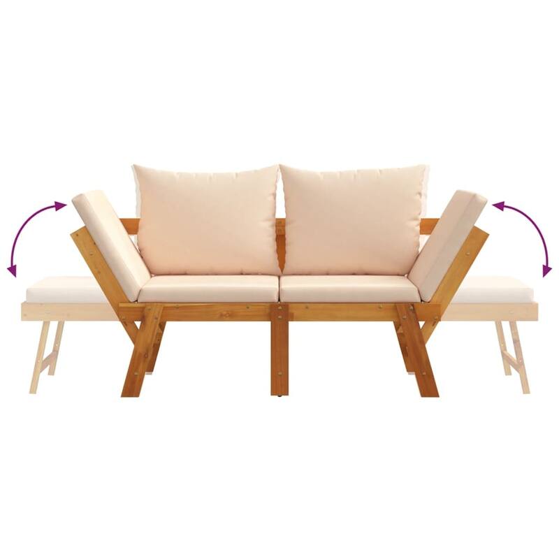 vidaXL Patio Bench with Cushions 2-in-1 Outdoor Seating Solid Wood Acacia