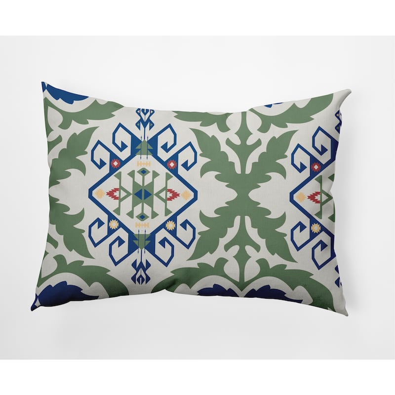Bombay Medallion Indoor/Outdoor Throw Pillow - Dark Cobalt Blue - 14" x 20"