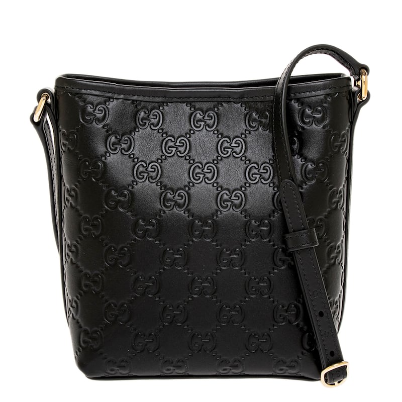 Gucci GG Emblem Nano Bucket Bag in Leather