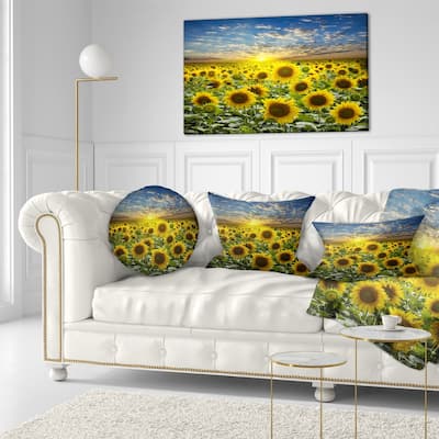 Field of Blooming Sunflowers - Large Flower Canvas Wall Art - Green
