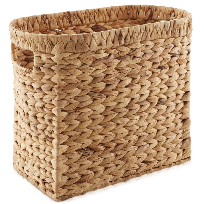 Magazine Holder Storage Basket with Handles Natural Bathroom Bin - Natural - Hyacinth - Natural - Hyacinth