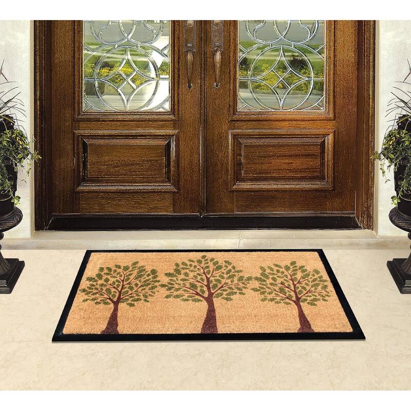 A1HC Designer Hand Crafted Rubber Coir Molded Double Single Door Mat 24x48 Inch