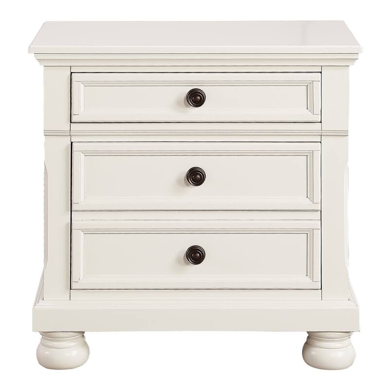Bedroom Furniture, Polished Finish Bun Feet Nightstand, with Hidden