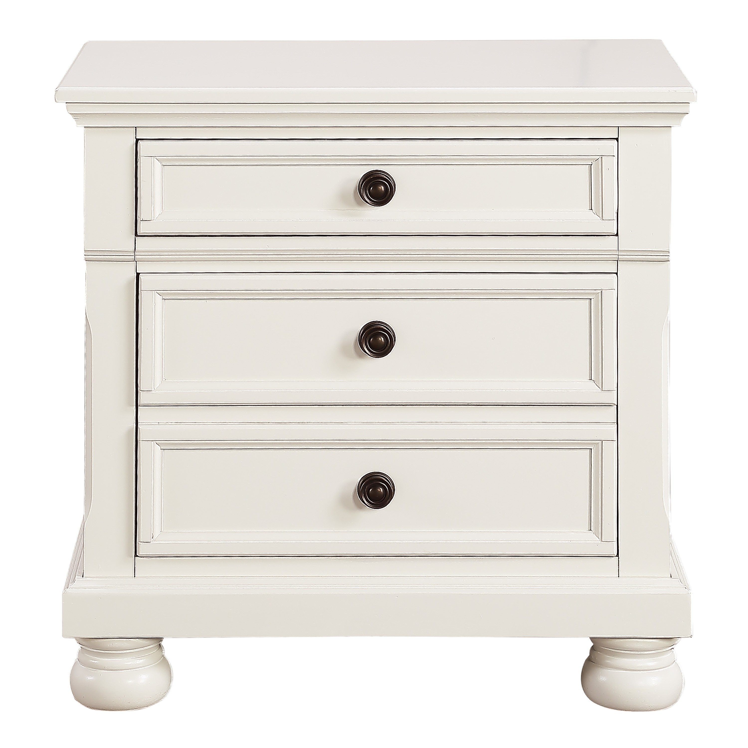 Nightstand With Hidden Drawer, Casual Transitional Design, Bun Feet