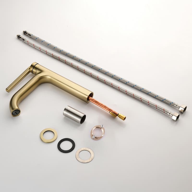 9 in.H Modern Matte Black/ Brushed Gold Single Handle Bathroom Faucet includes Hardware