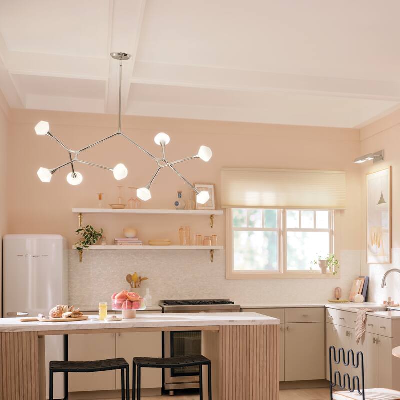 Cassius 61.25 Inch 8 Light Convertible Chandelier with Opal Glass in Polished Nickel