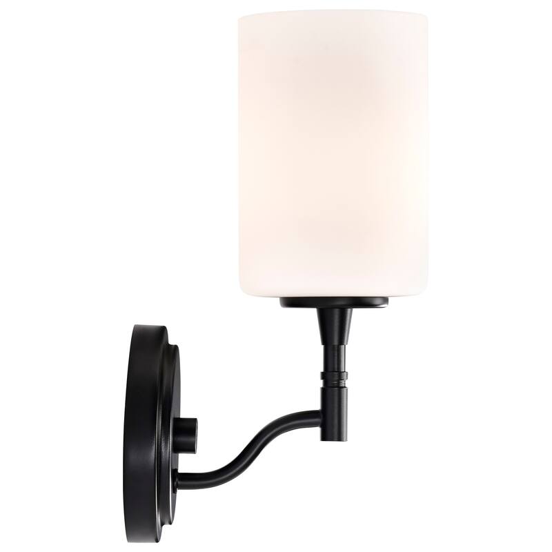 Liam 1 Light Vanity Matte Black White Opal Glass - Matte Black