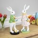 preview thumbnail 3 of 5, Rabbit Holding Easter Egg Outdoor Garden Statue - 11.5" - White