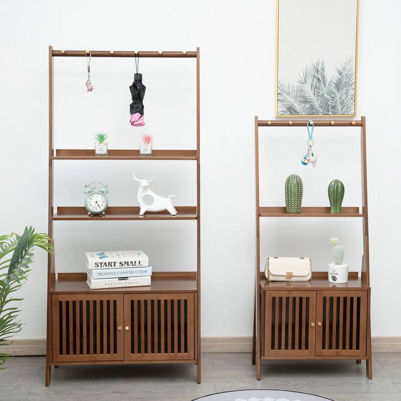 Bamboo Hall Tree with Bench and Shoe Storage