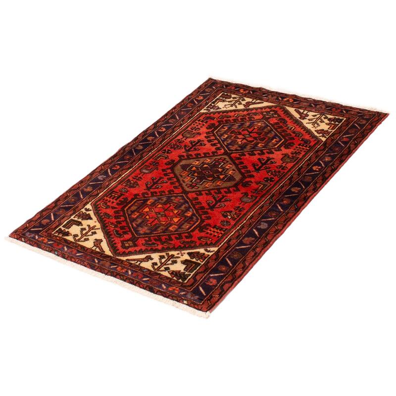 ECARPETGALLERY Hand-knotted Andelz Red Wool Rug - 3'4 x 4'10