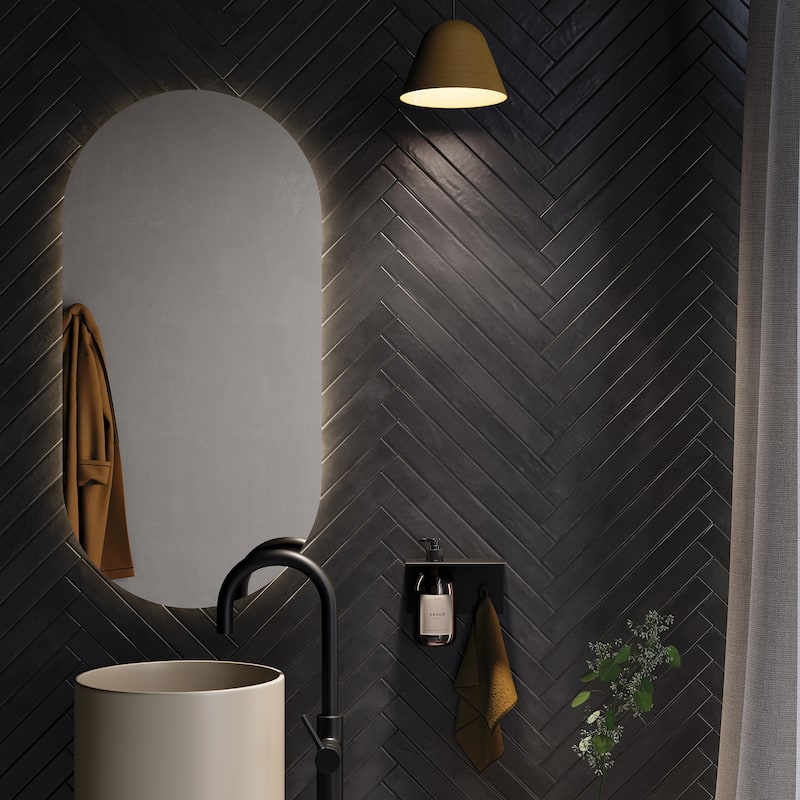 Merola Tile Phoenix Charcoal 1-7/8" x 17-3/4" Porcelain Floor and Wall Tile