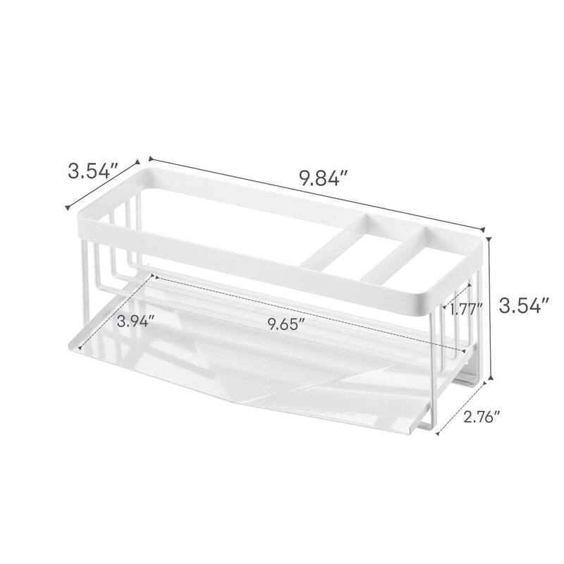 Yamazaki Home Sponge and Bottle Holder, Steel - L 3.94 x W 9.84 x H 3.74 inches