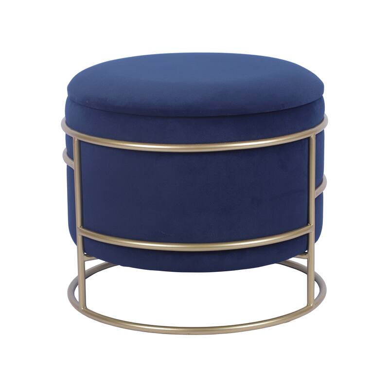 Elegant Round Storage Ottoman with Gold Frame