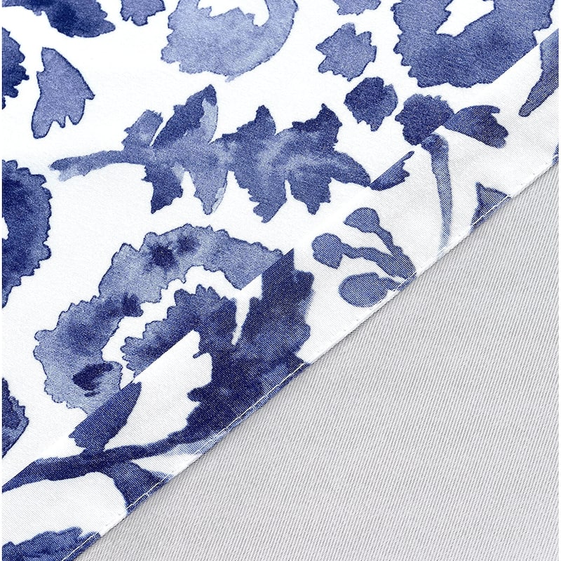 Porch & Den Ouzel Floral Watercolor Blackout Lined Window Curtain Panel Pair