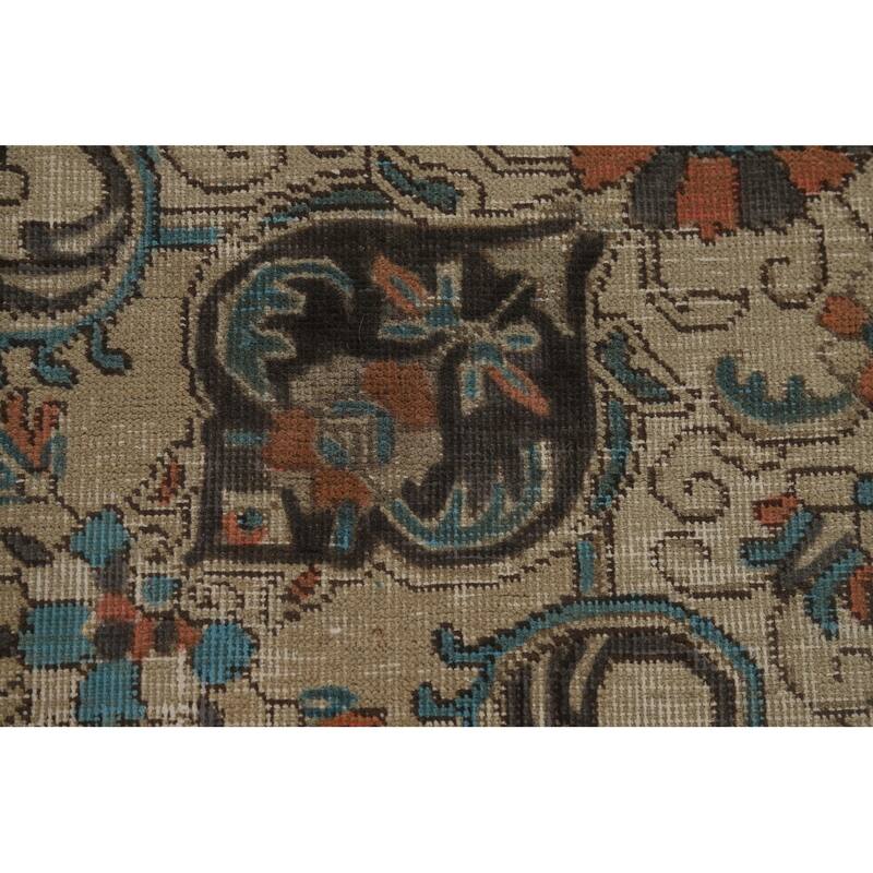 Distressed Tabriz Persian Rug Handmade Floral Wool Carpet - 9'5" x 12'4"