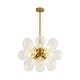 preview thumbnail 45 of 56, 18-Light Cluster Blue Glass Bubble Chandelier - 25in Wide Gold Swirled-Ribbed